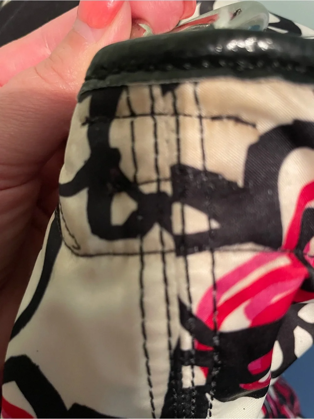 Coach Floral Foldover / Cross-body in White, Black, Red & Hot Pink - Picture 16 of 16